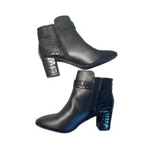 Karen Scott ivy block heel ankle boots in black womens size 6 new with out box